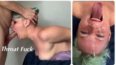 Nevlastní dcera se učí, jak dělat extrémní mrdání do krku s jeho pérem
